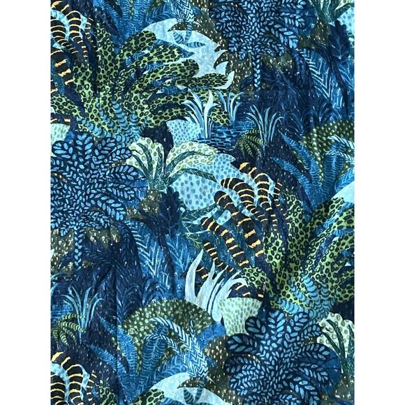 Opalhouse Shower Curtain Tropical Green Blue Fringe 100% Cotton 72 X 72 Inches - Picture 1 of 5